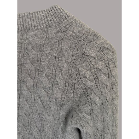 J.Crew Gray Cashmere Cable-Knit V-Neck Button-Up Cardigan Sweater S - Picture 7 of 9